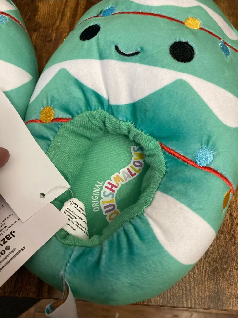 Squishmallows Kids' Christmas Tree Slippers - Green Size 4-5 New